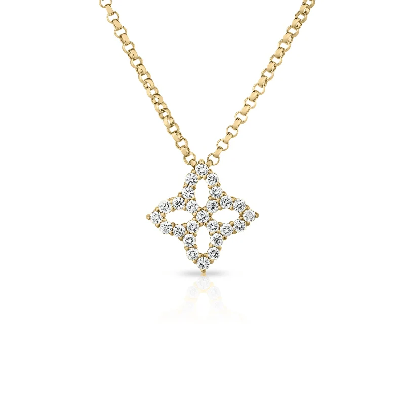 Roberto Coin 18k Yellow Gold Venetian Princess Diamond Flower Necklace