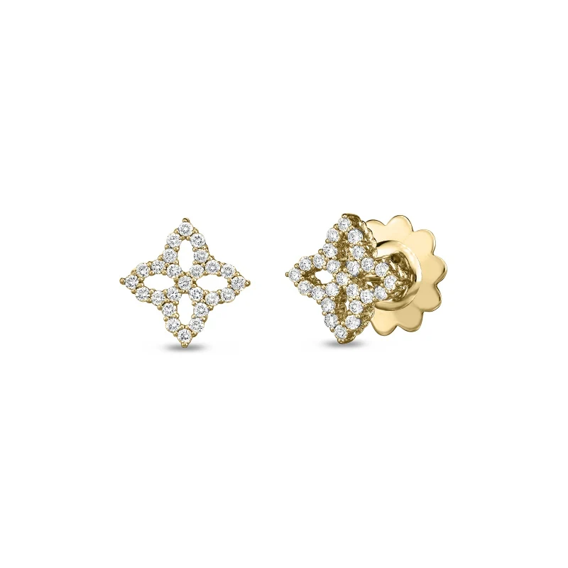 Roberto Coin 18k Yellow Gold Venetian Princess Flower Diamond Stud Earrings