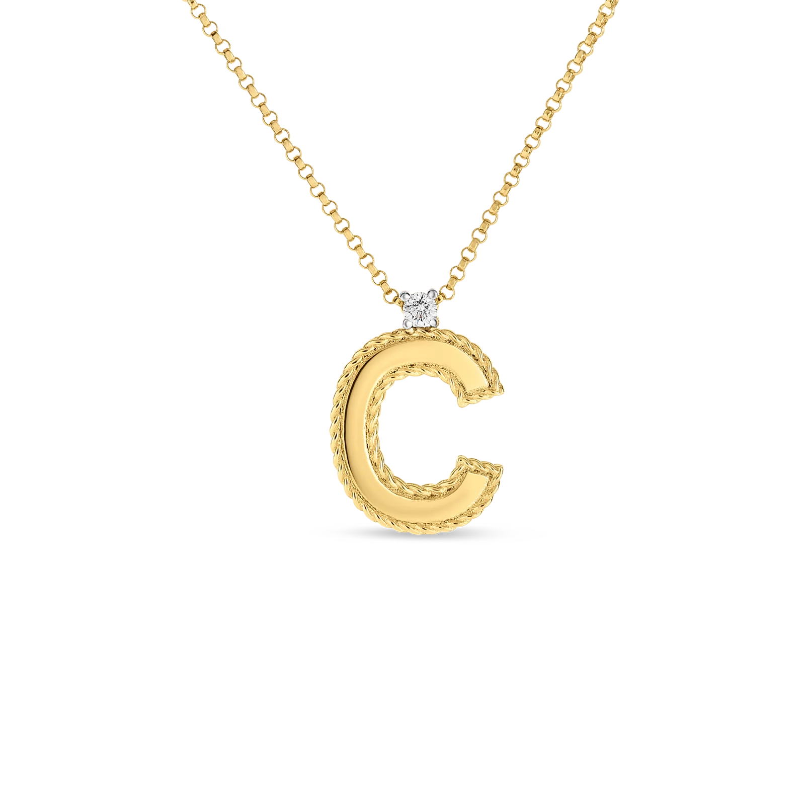 Roberto Coin 18k Yellow Gold Princess Block Diamond Necklace