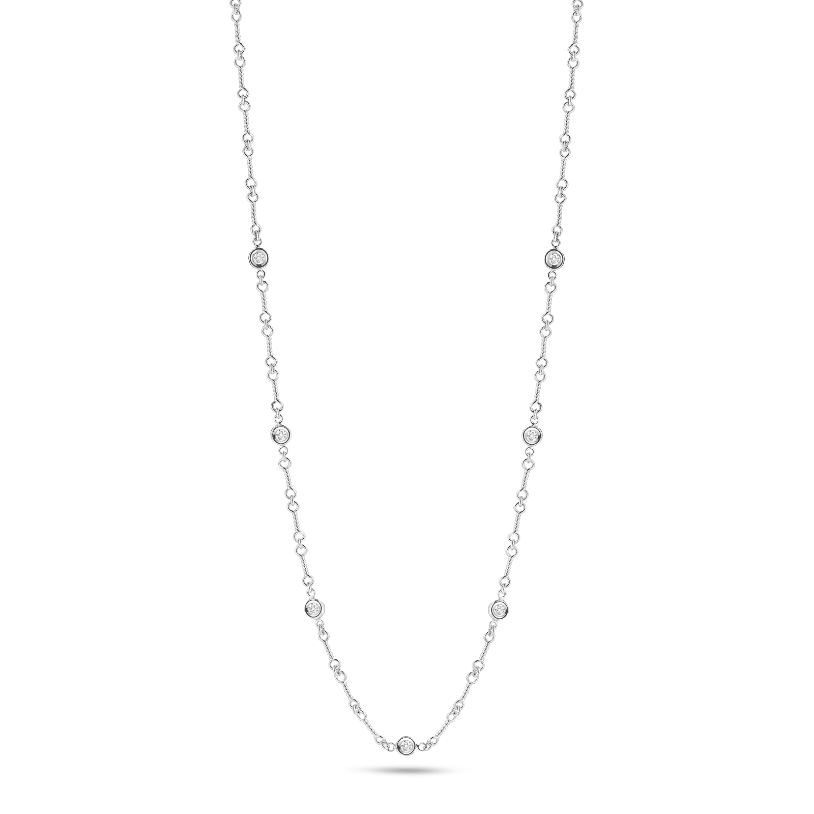 Roberto Coin 18k White Gold 7 Station Diamonds By The Inch Necklace