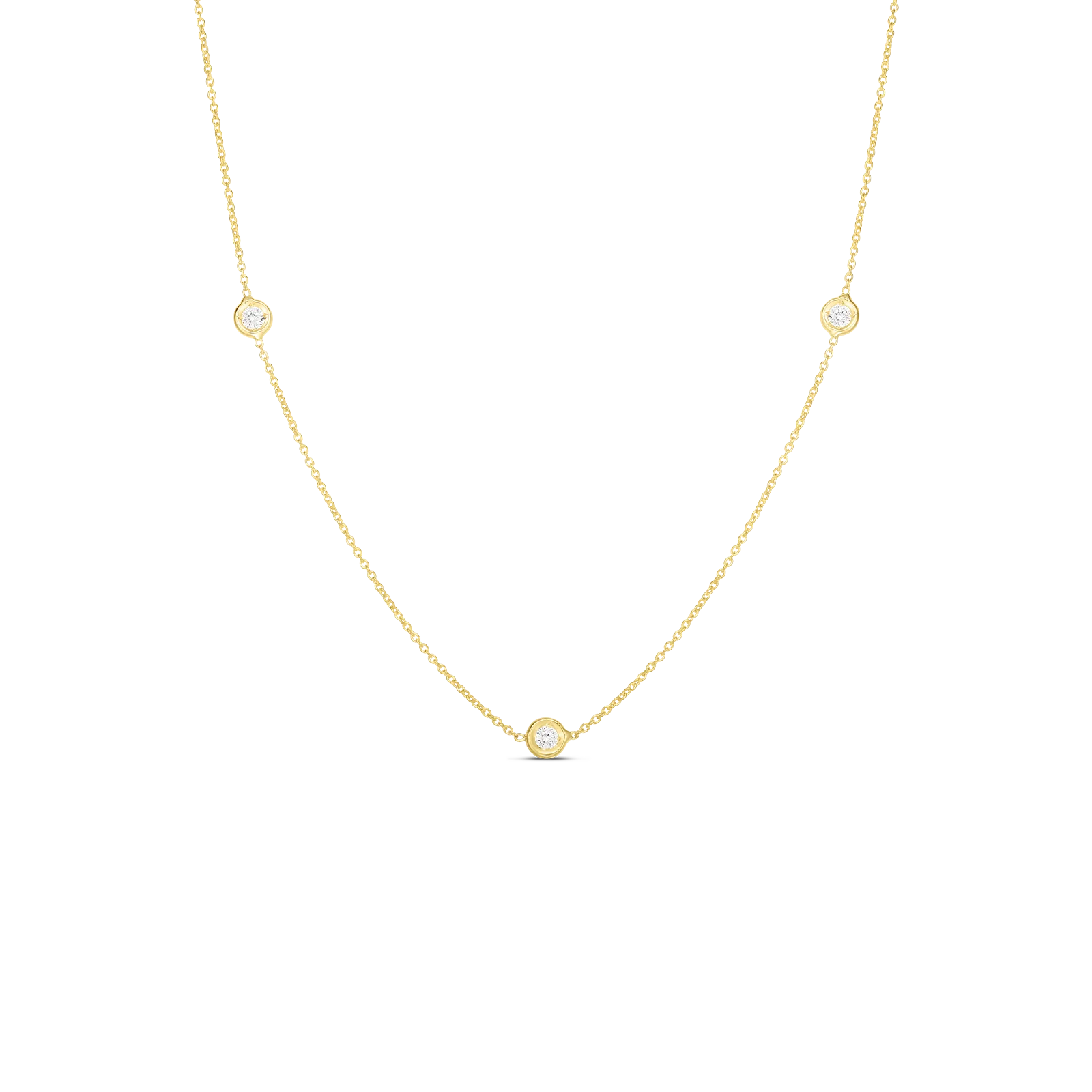 Roberto Coin 18K Yellow Gold 3 Diamonds By The Inch Necklace