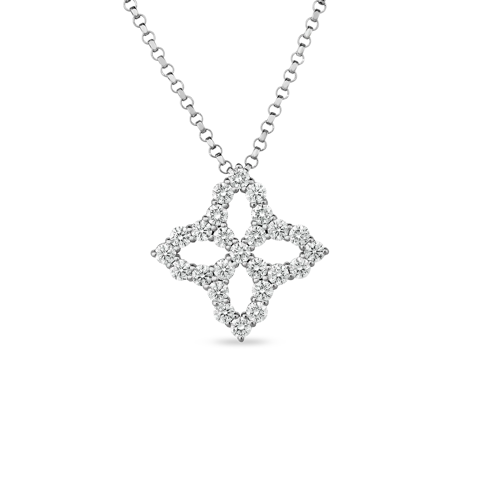 Roberto Coin 18k White Gold Princess Flower Diamond Necklace