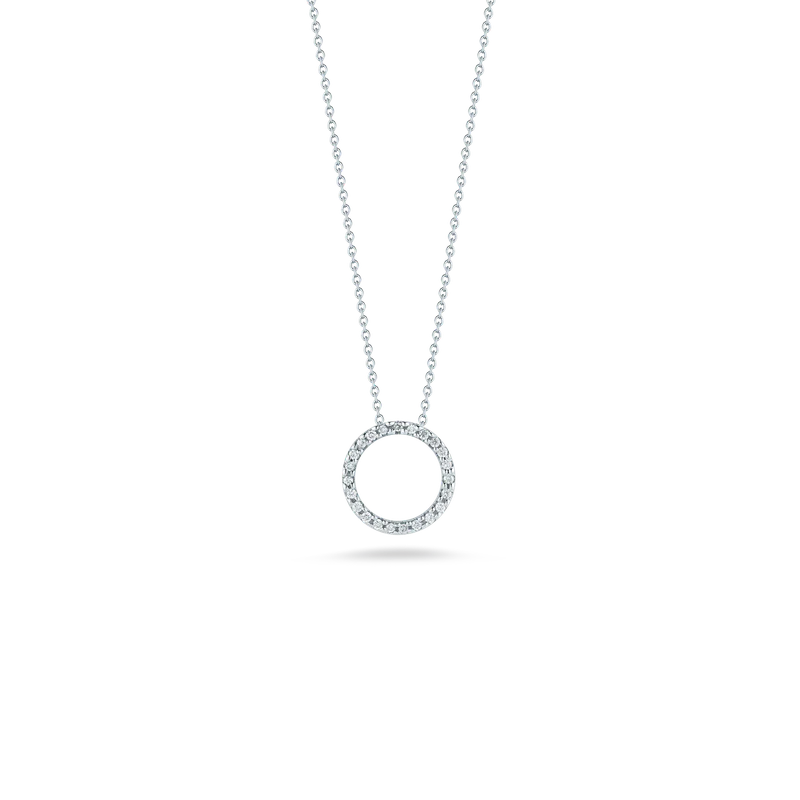 Roberto Coin 18k White Gold Tiny Treasures Circle Diamond Pendant