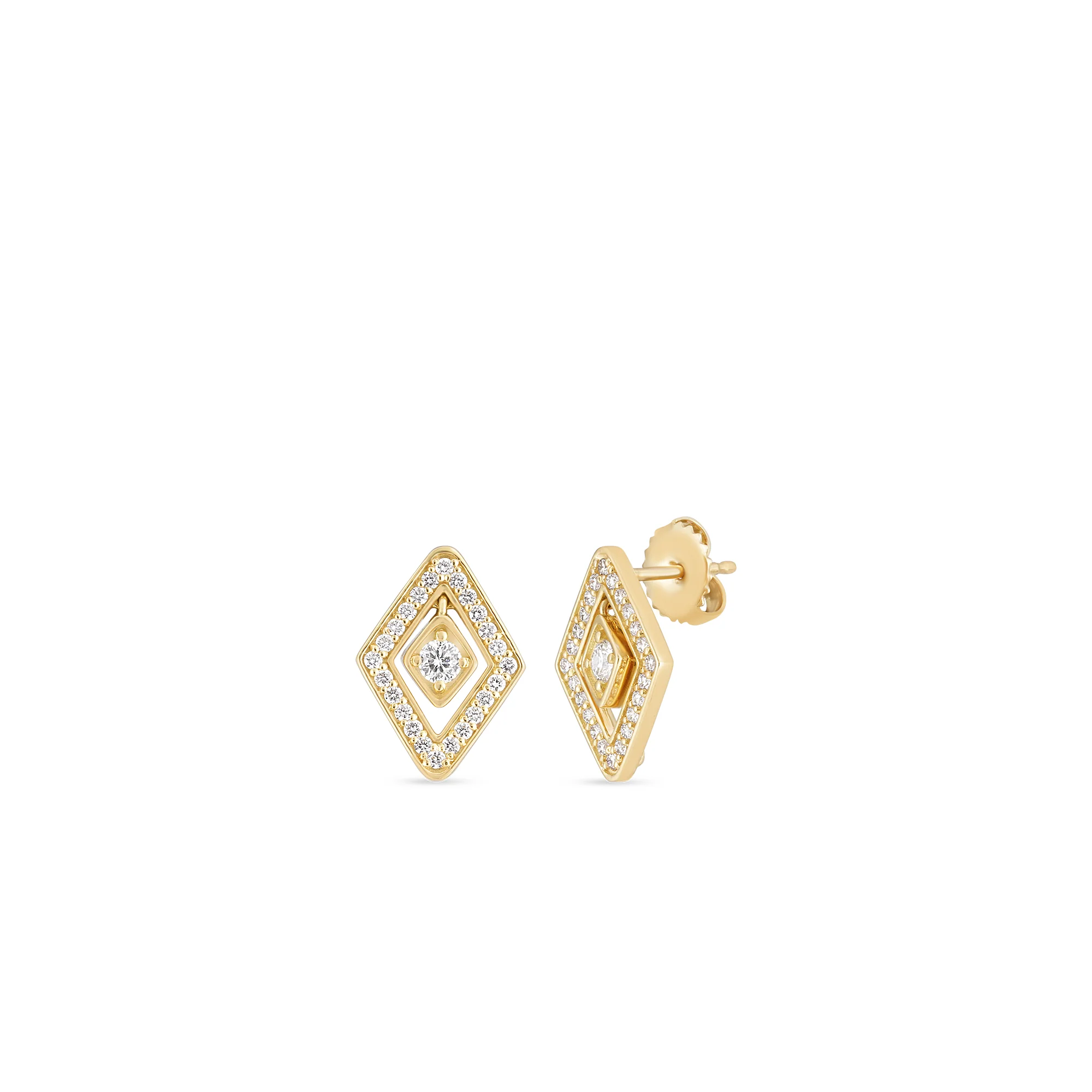 Roberto Coin 18k Yellow Gold Lozenge Diamond Earrings