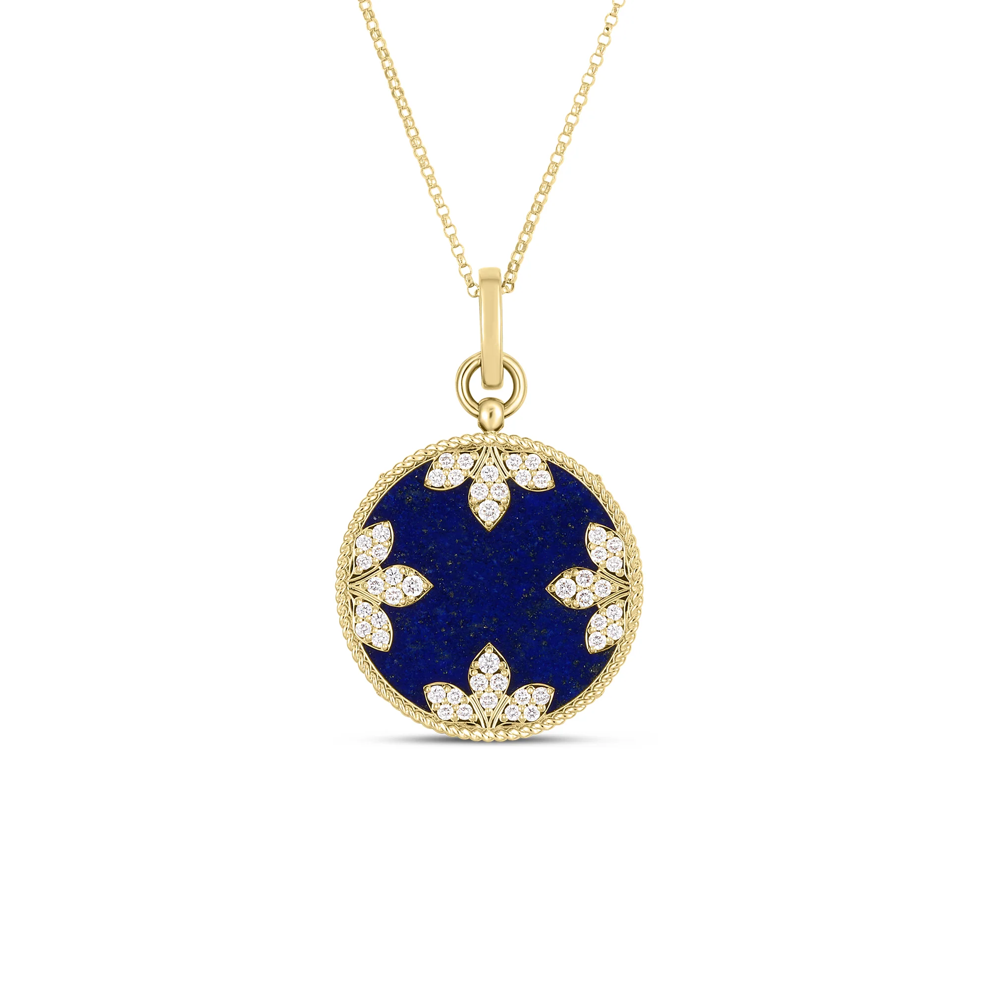 Roberto Coin 18k Yellow Gold Diamond Necklace Colored Gemstone & Diamond Necklace