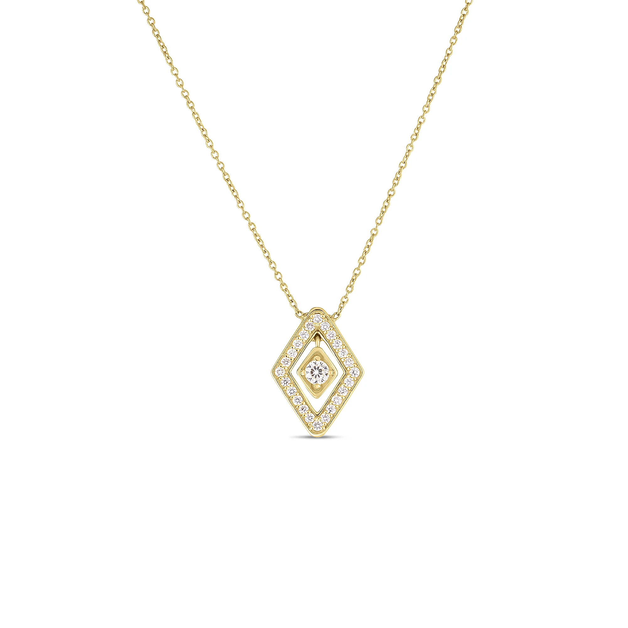 Roberto Coin 18k Yellow Gold Lozenge Diamond Necklace