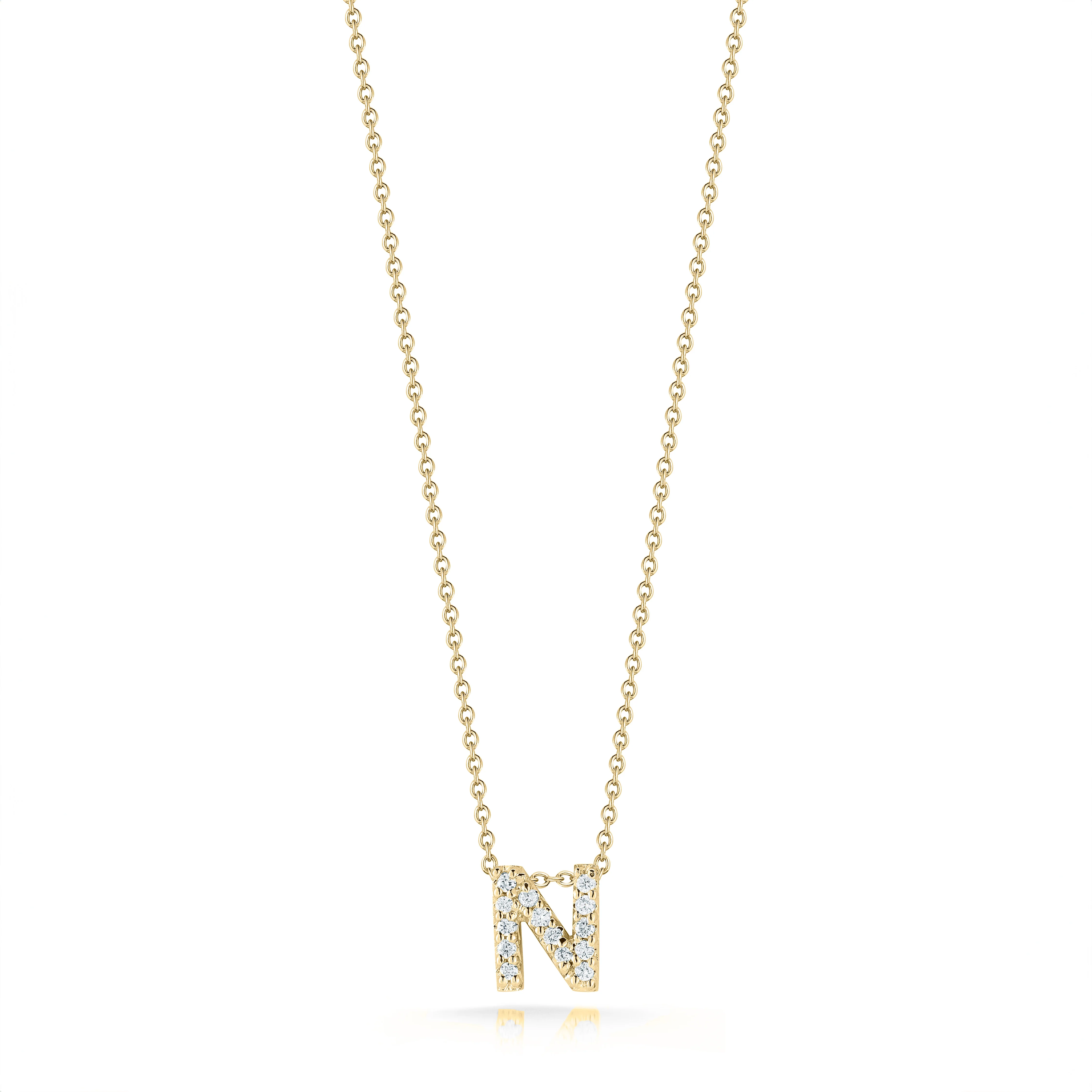 Roberto Coin 18k Yellow Gold Tiny Treasures Diamond Love Letter "N" Necklace