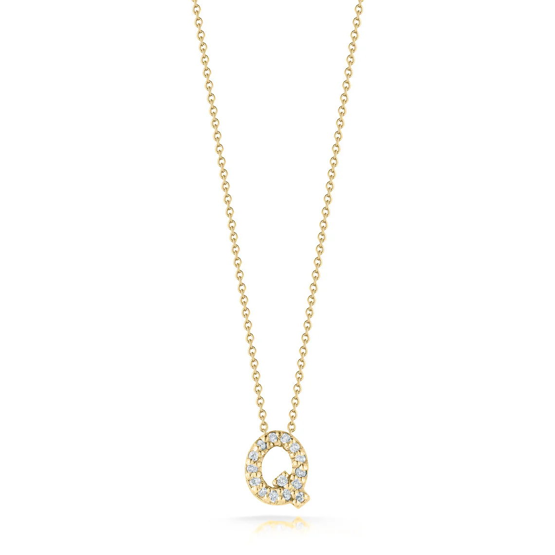 Roberto Coin 18k Yellow Gold Tiny Treasures Diamond Love Letter "Q" Necklace
