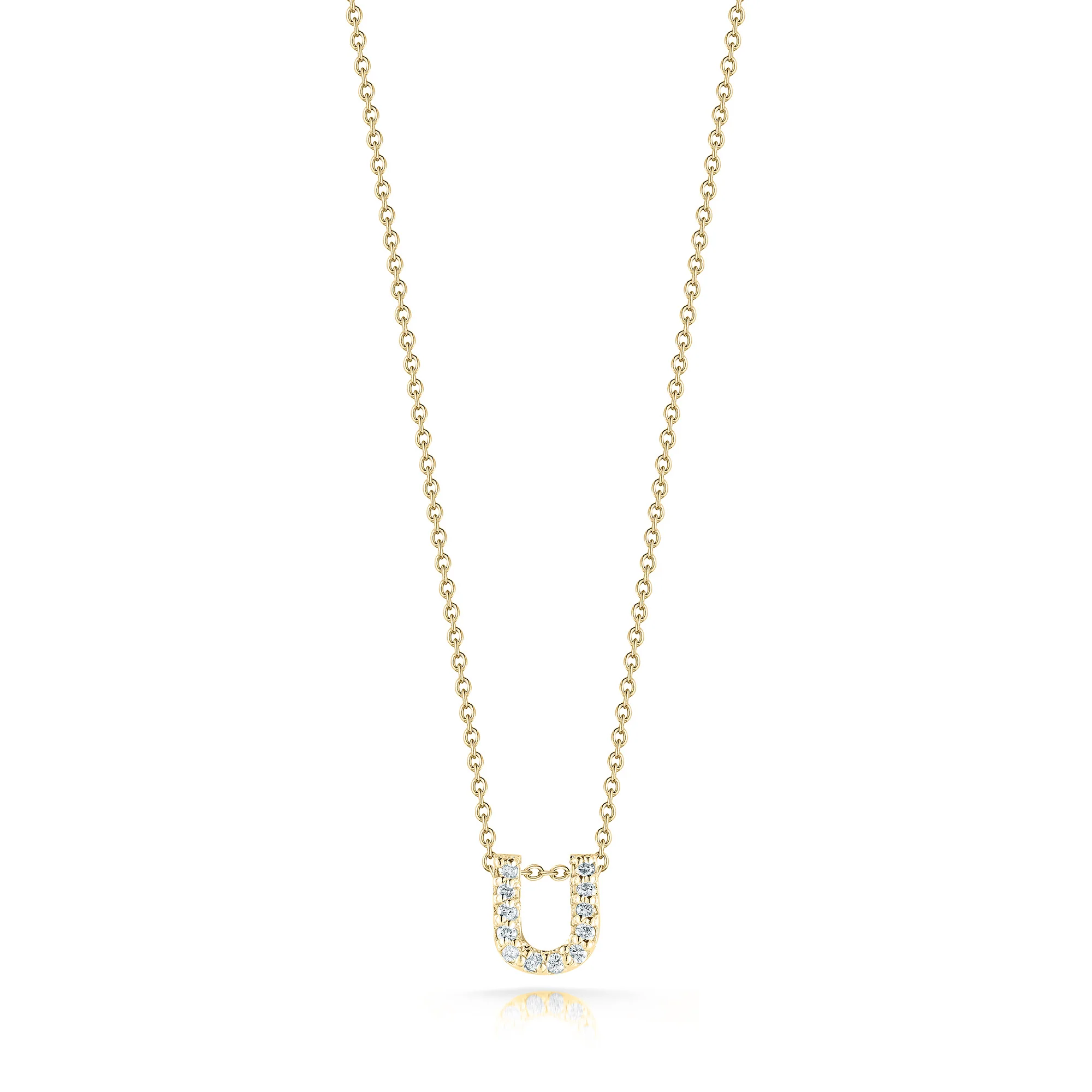 Roberto Coin 18k Yellow Gold Tiny Treasures Diamond Love Letter "U" Necklace