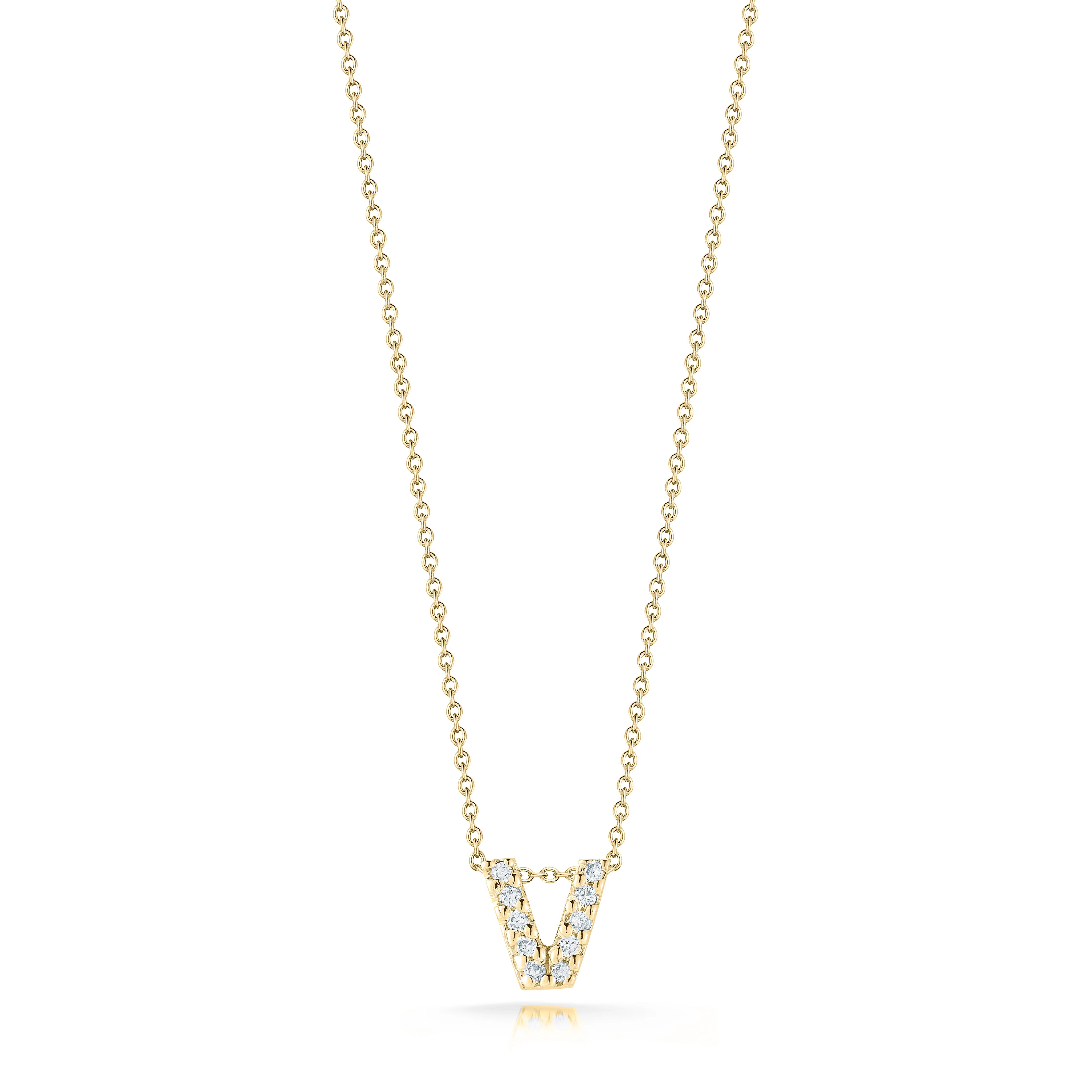 Roberto Coin 18k Yellow Gold Tiny Treasures Diamond Love Letter "V" Necklace