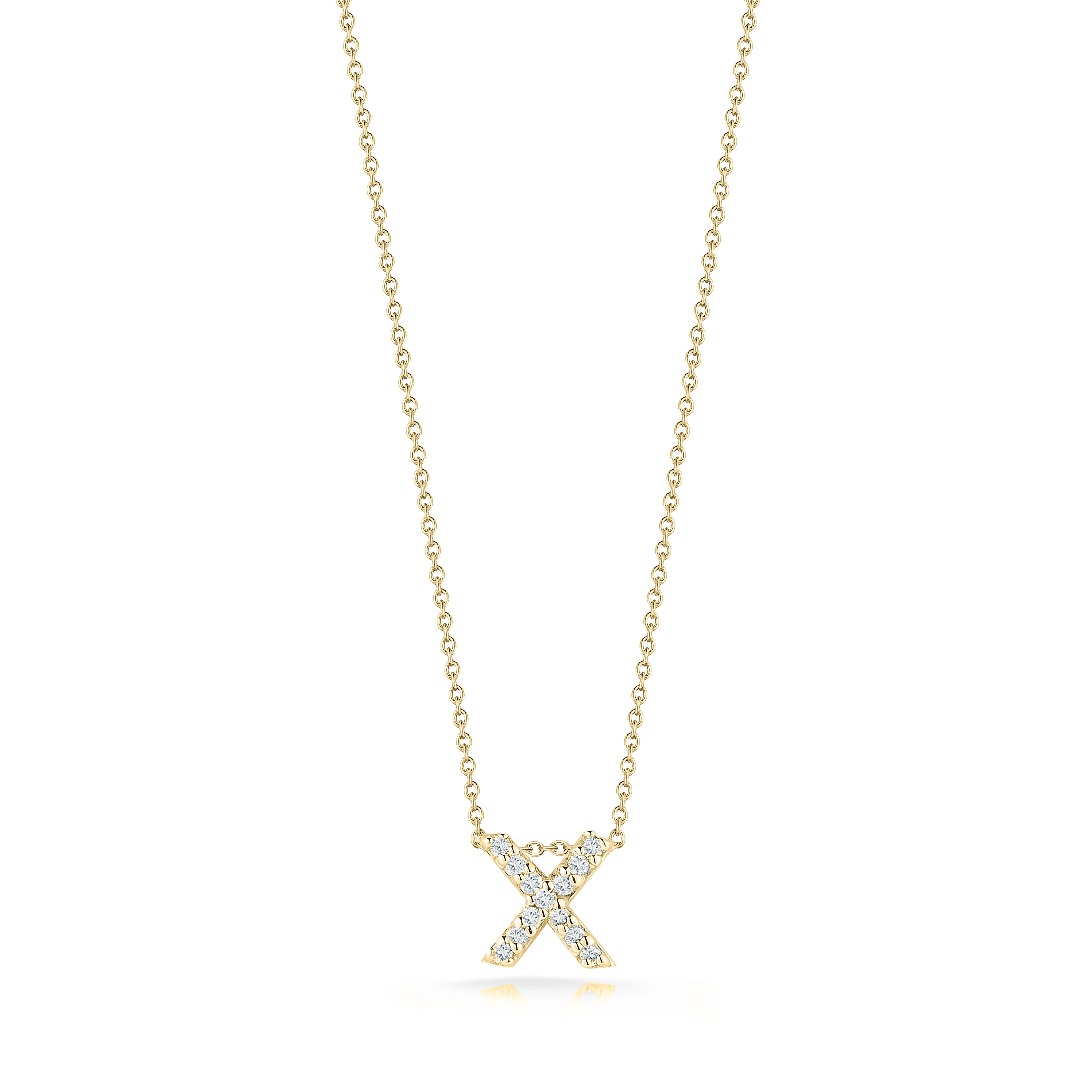 Roberto Coin 18k Yellow Gold Tiny Treasures Diamond Love Letter "X" Necklace