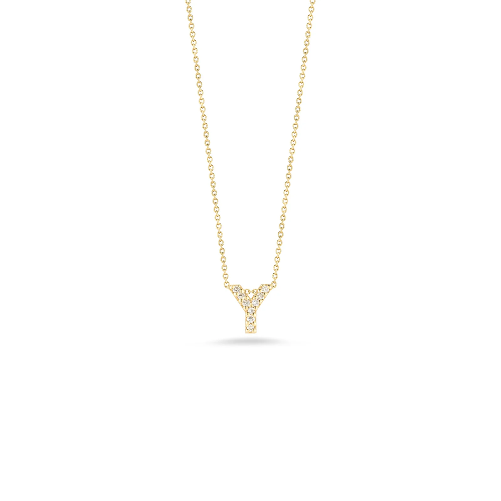 Roberto Coin 18k Yellow Gold Tiny Treasures Diamond Love Letter "Y" Necklace
