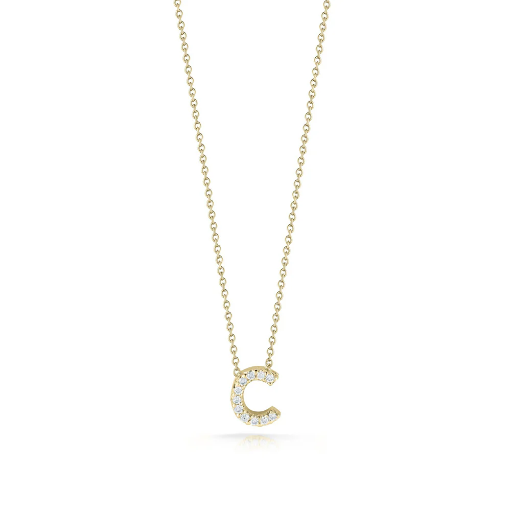 18k Yellow Gold Tiny Treasures Diamond Love Letter "C" Necklace