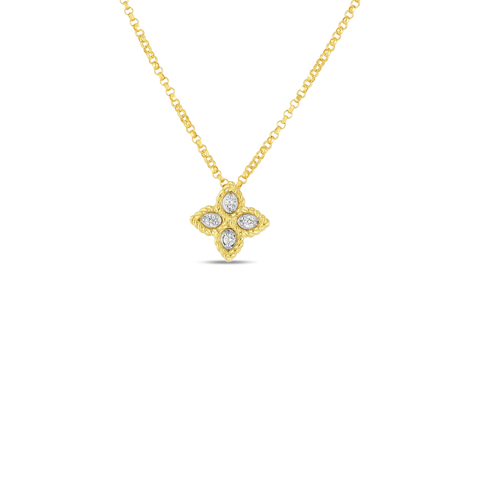 Roberto Coin 18k Yellow Gold Princess Flower Diamond Necklace