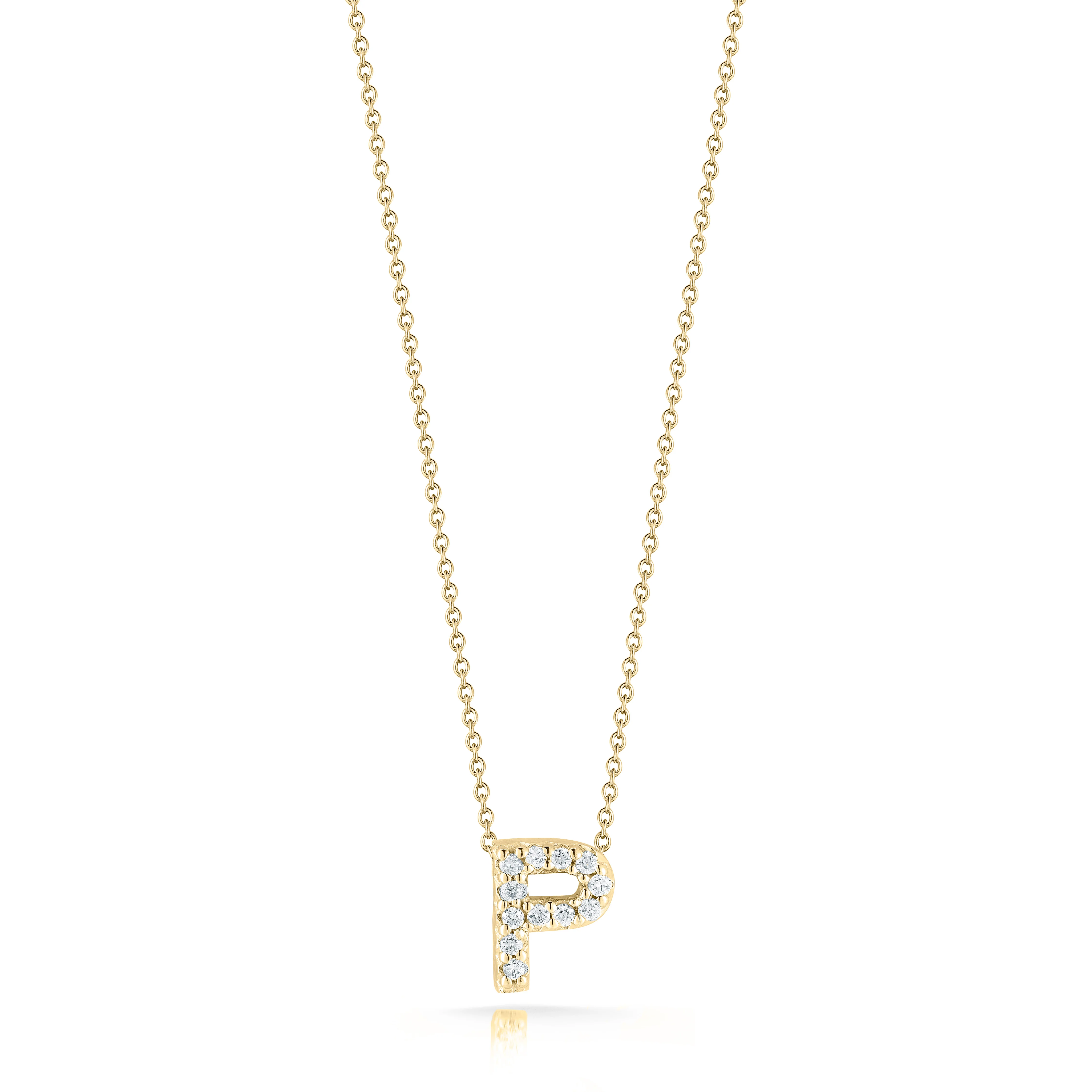 Roberto Coin 18k Yellow Gold Tiny Treasures Diamond Love Letter "P" Necklace