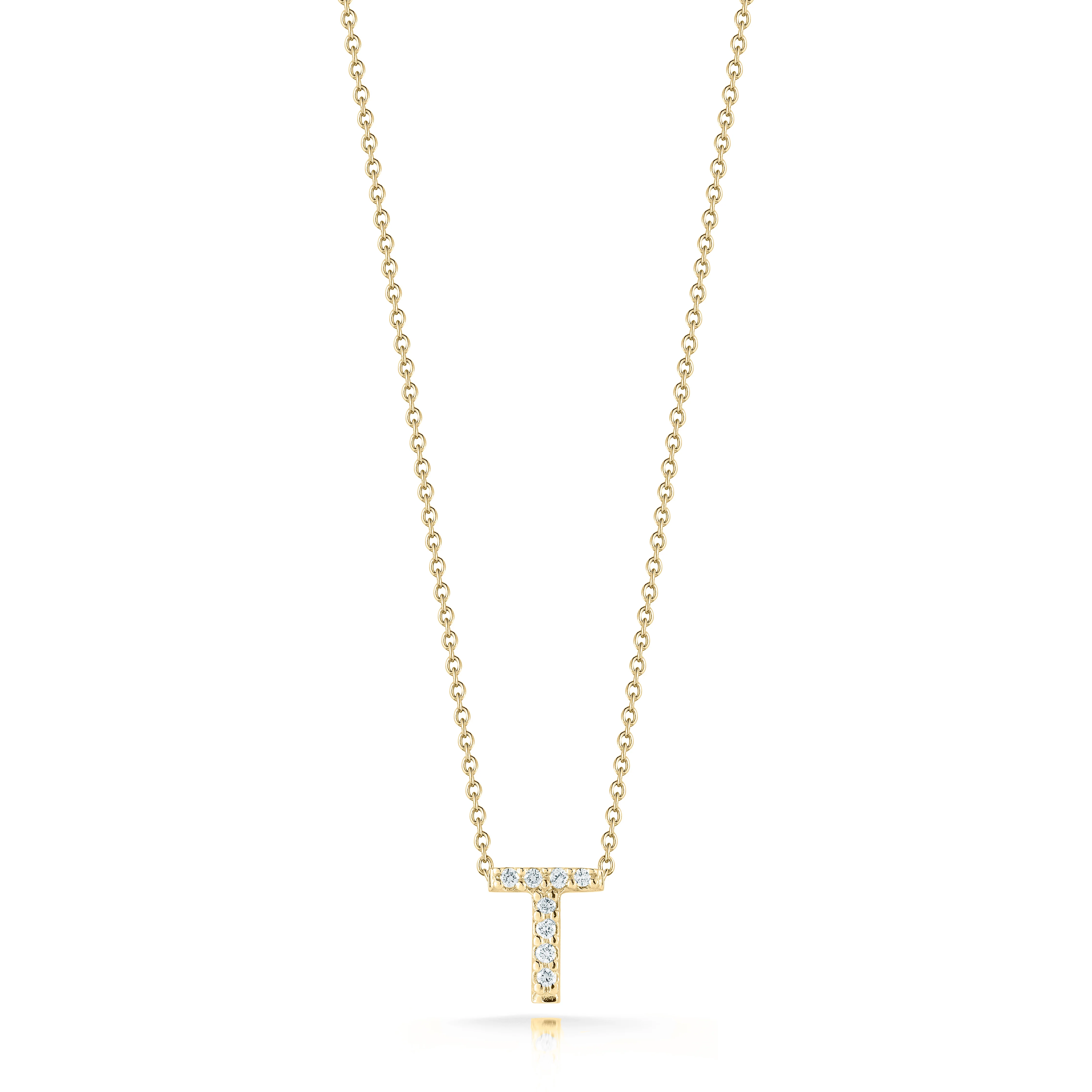 Roberto Coin 18k Yellow Gold Tiny Treasures Diamond Love Letter "T" Necklace