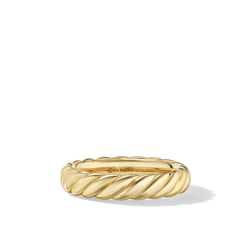 David Yurman Sculpted Cable Band Ring In 18k Yellow Gold, 4.6mm