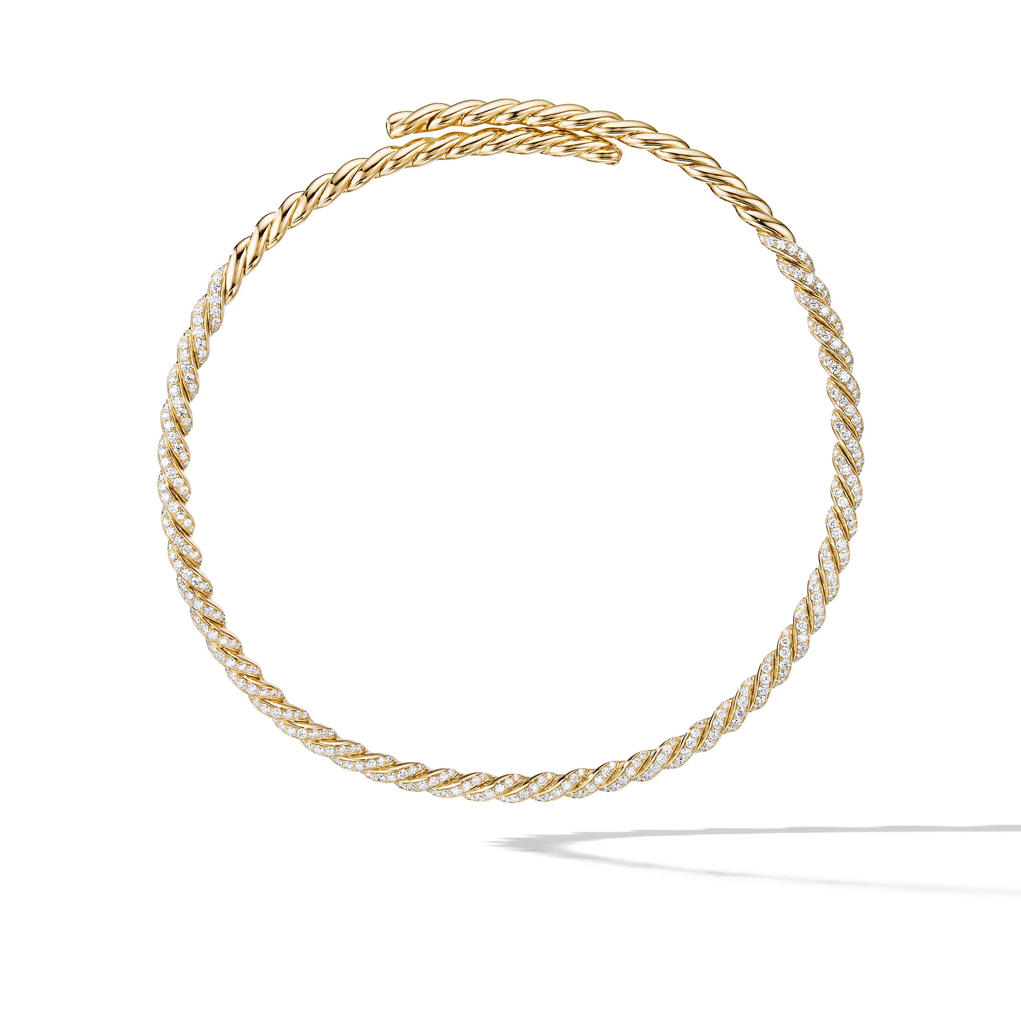 David Yurman Sculpted Cable Flex Necklace In 18k Yellow Gold With Diamonds, 5mm