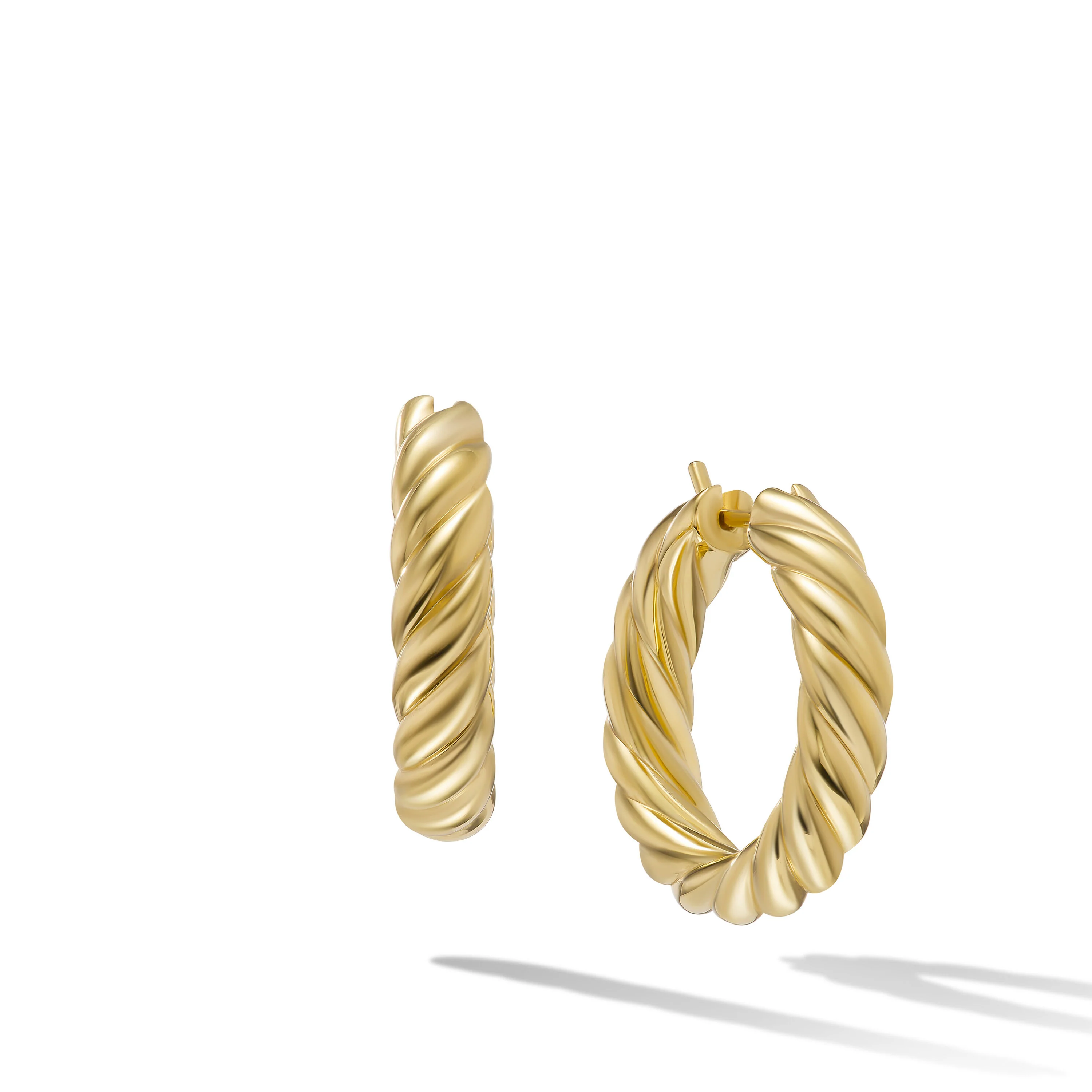 David Yurman Sculpted Cable Hoop Earrings In 18k Yellow Gold, 25.4mm
