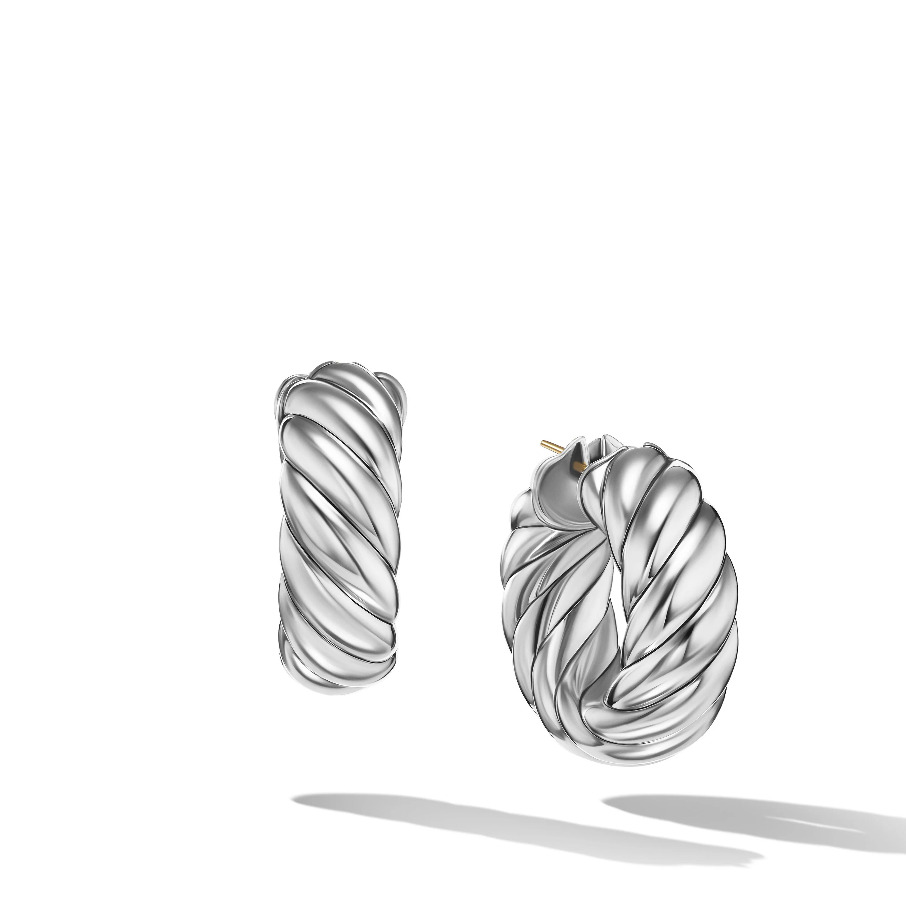 David Yurman Sculpted Cable Hoop Earrings In Sterling Silver, 25mm