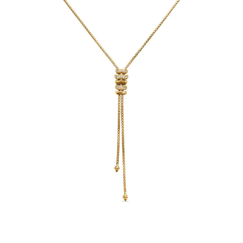David Yurman Zig Zag Stax™ Y Necklace In 18k Yellow Gold With Diamonds