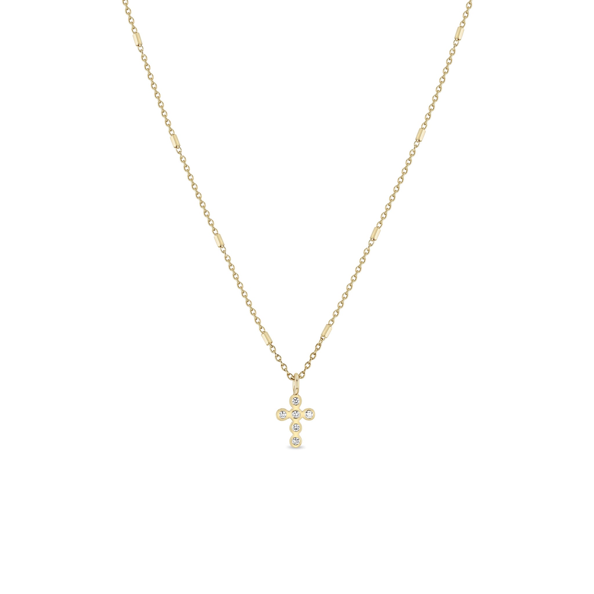 Zoë Chicco 14k Yellow Gold Diamond Cross Necklace