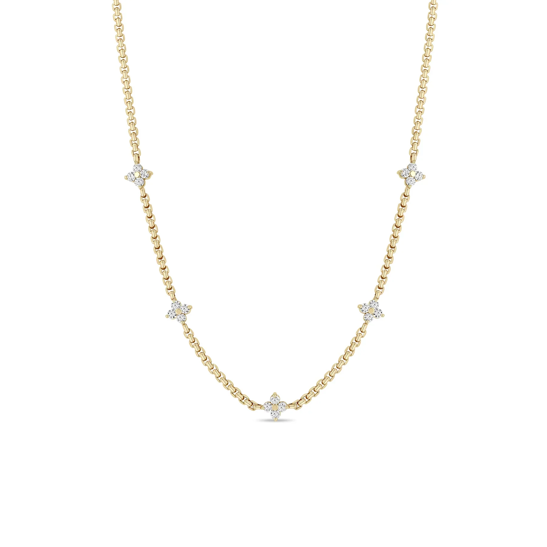 Zoë Chicco 14k Yellow Gold Diamond Station Necklace