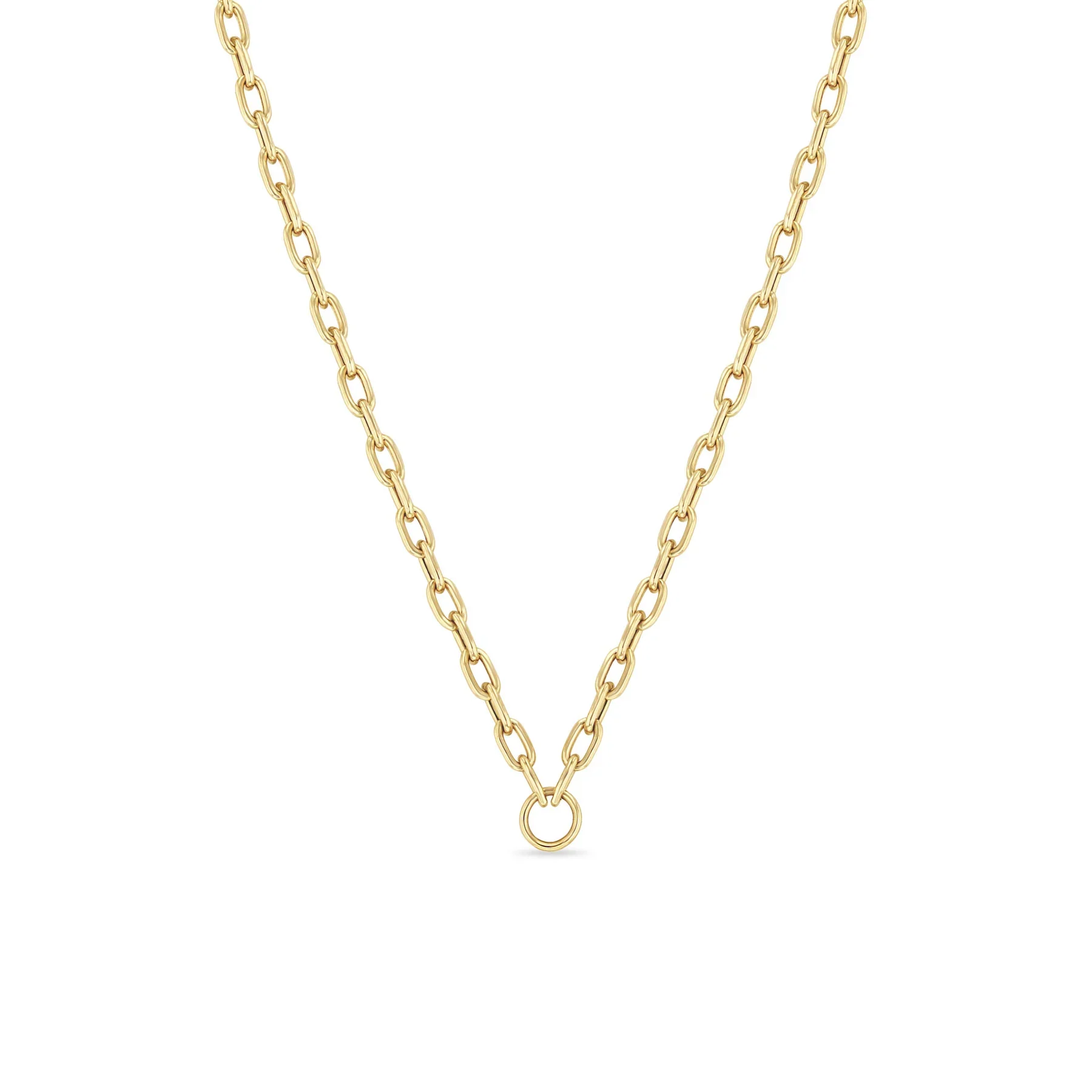 Zoë Chicco 14k Yellow Gold Oval Chain with Charm Ring