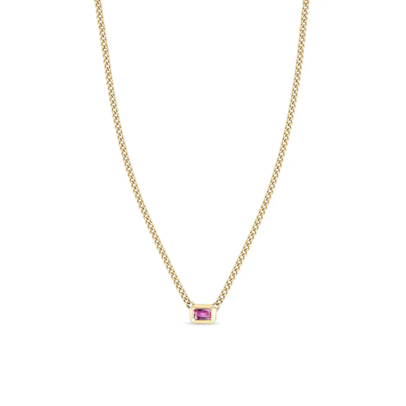 Zoe Chicco 14k Yellow Gold Pink Sapphire Bezel Necklace
