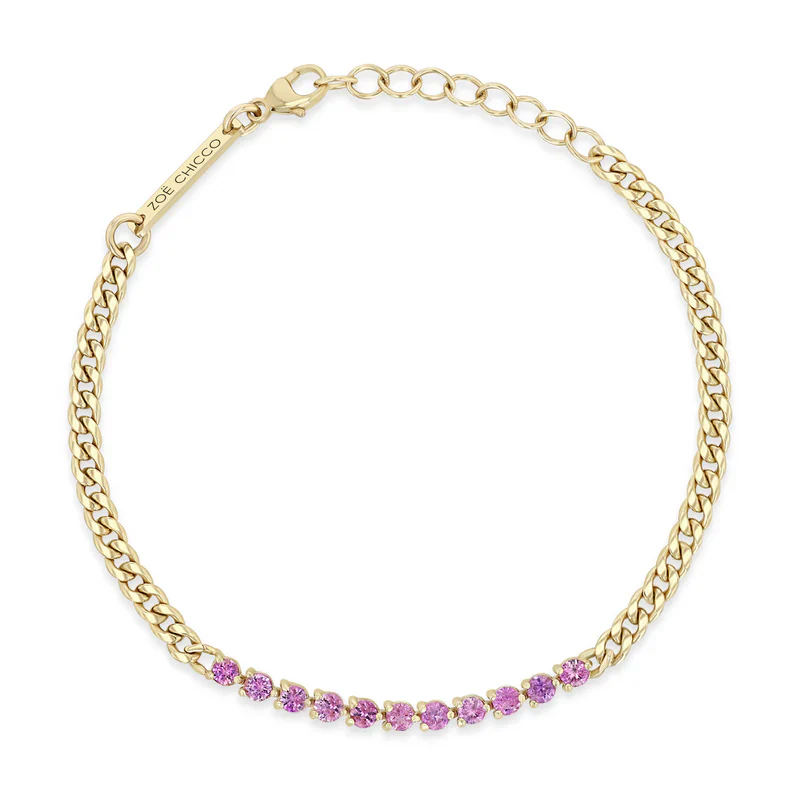 Zoe Chicco 14k Yellow Gold Pink Sapphire Bracelet