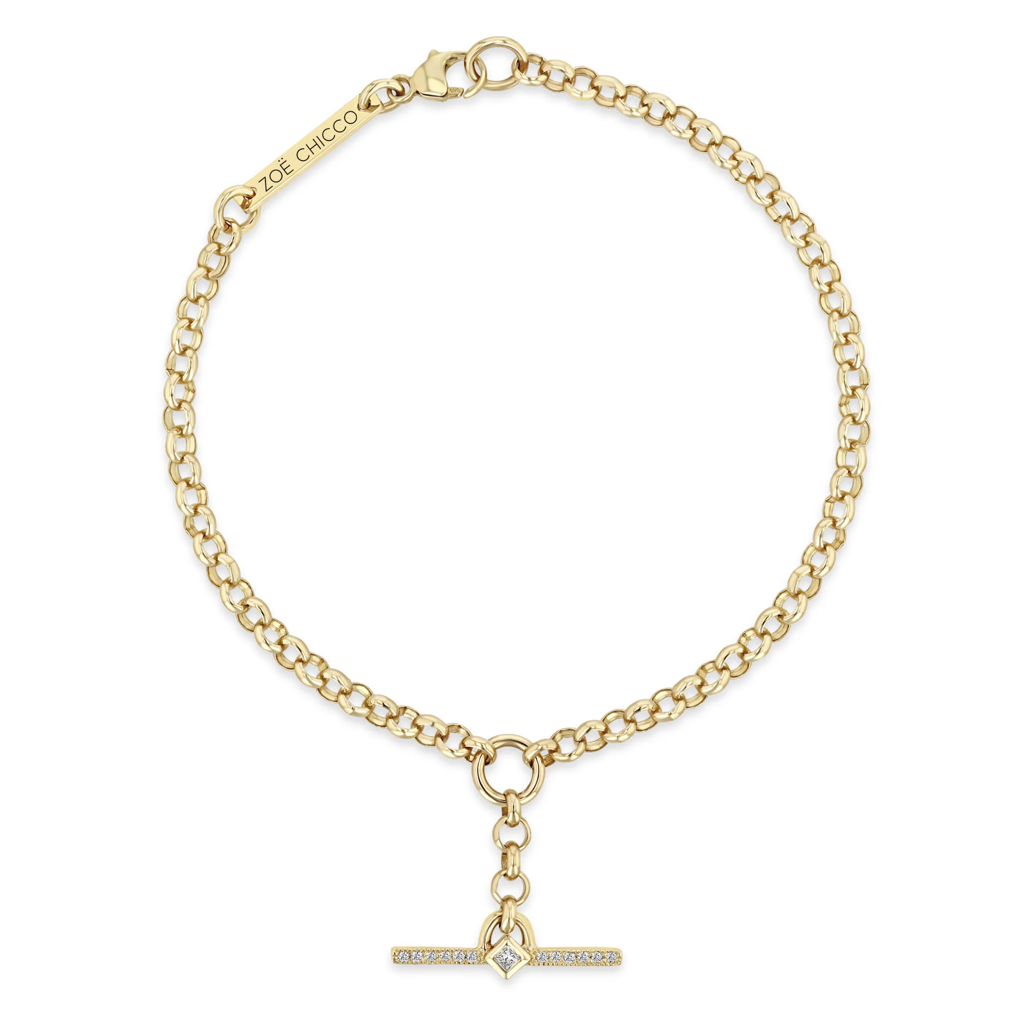 Zoe Chicco 14k Yellow Gold Rolo Toggle Diamond Bracelet